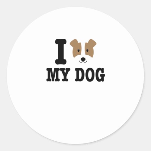 I Love My Jack Russel Dog Owner Pet Lover Gift Classic Round Sticker