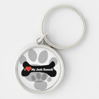 I Love My Jack Russell - Dog Bone Keychain