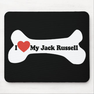 I Love My Jack Russell  - Dog Bone Mouse Pad
