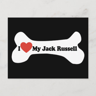 I Love My Jack Russell  - Dog Bone Postcard