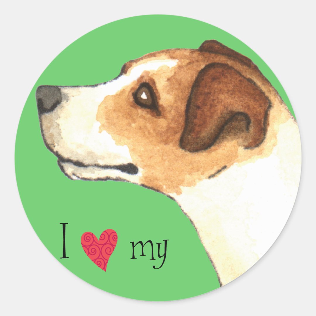 I Love my Jack Russell Terrier Classic Round Sticker Zazzle