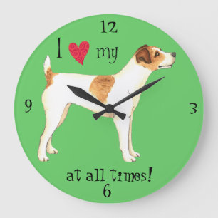 I Love my Jack Russell Terrier Large Clock