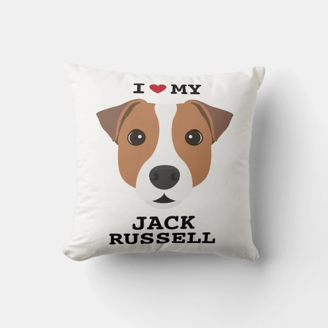 I Love my Jack Russell Throw Pillow (Front)