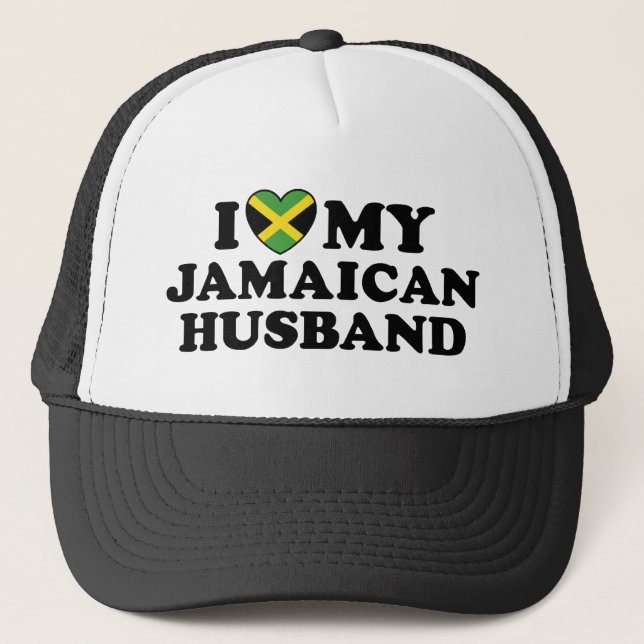 I Love My Jamaican Husband Trucker Hat (Front)