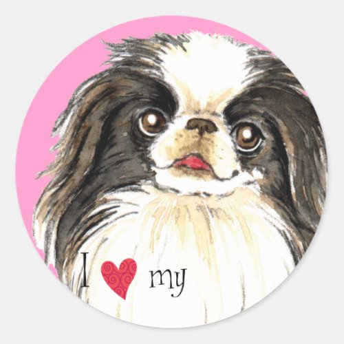 I Love my Japanese Chin Classic Round Sticker