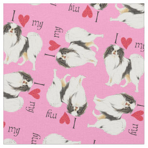 I Love my Japanese Chin Fabric