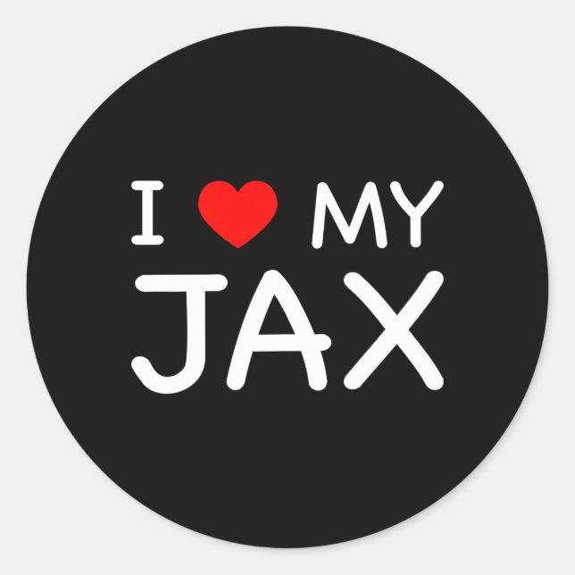 I Love My Jax First Name Red He Classic Round Sticker (Front)