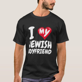 I Love My Jewish Boyfriend I Red Heart BF Couple V T-Shirt