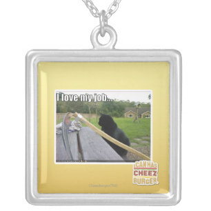 I love my job silver plated necklace