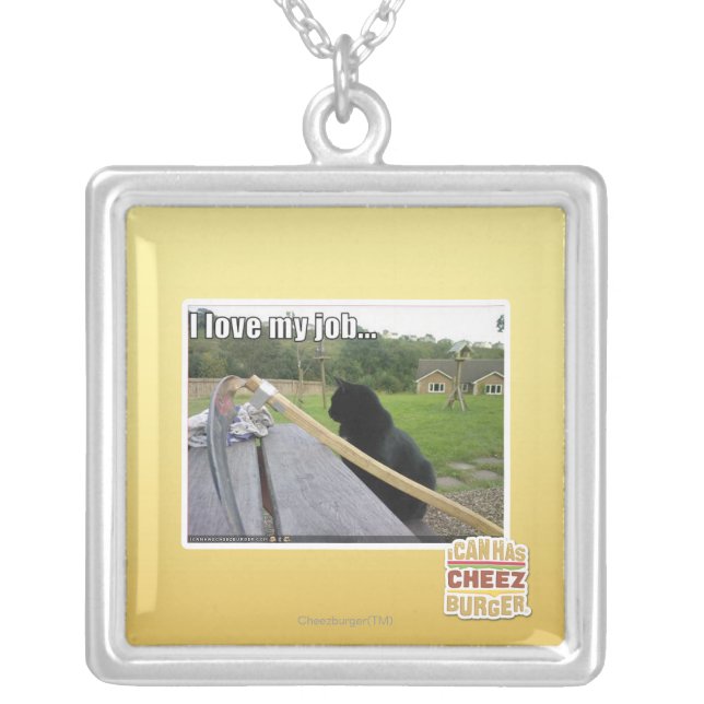 I love my job silver plated necklace (Front)