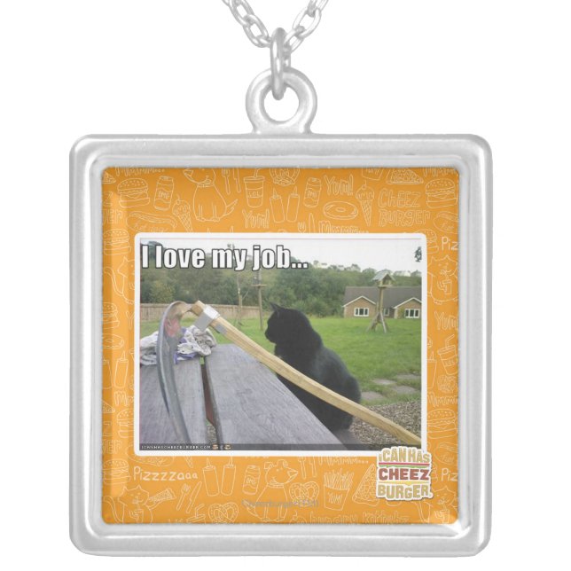 I love my job silver plated necklace (Front)
