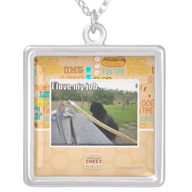 I love my job silver plated necklace (Front)