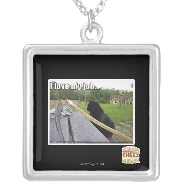 I love my job silver plated necklace (Front)