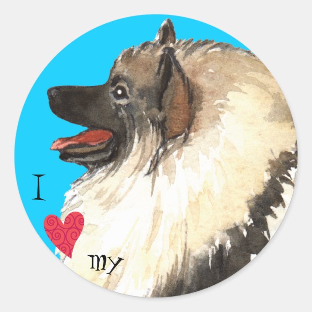 I Love my Keeshond Classic Round Sticker (Front)