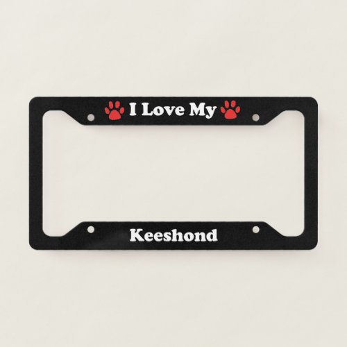 I Love My Keeshond Dog License Plate Frame