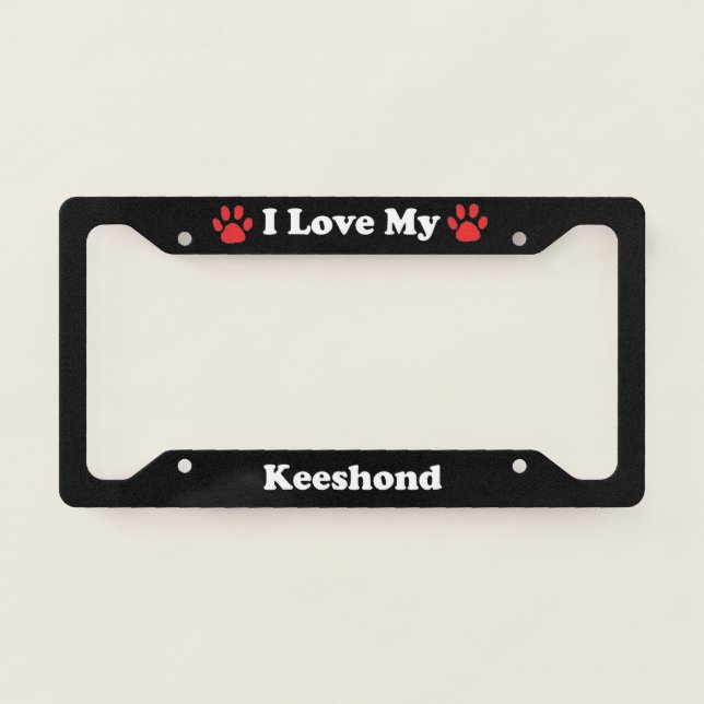 I Love My Keeshond Dog License Plate Frame (Front)