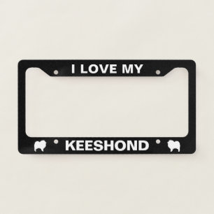 I Love My Keeshond   Keesie Dog Silhouettes Custom License Plate Frame