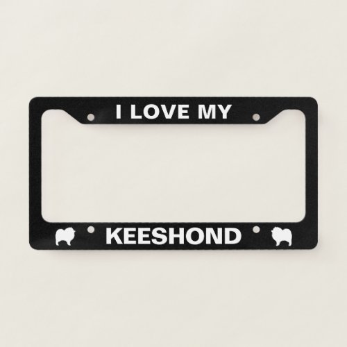 I Love My Keeshond  Keesie Dog Silhouettes Custom License Plate Frame