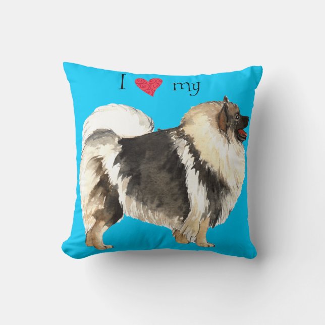 I Love my Keeshond Throw Pillow (Front)