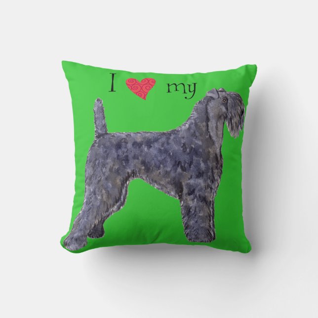 I Love my Kerry Blue Terrier Throw Pillow (Front)