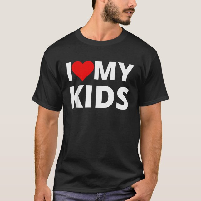 I Love My Kids Contains A Red Heart T Shirt (Front)