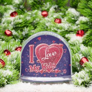 I Love My Kids red - hearts Snow Globe