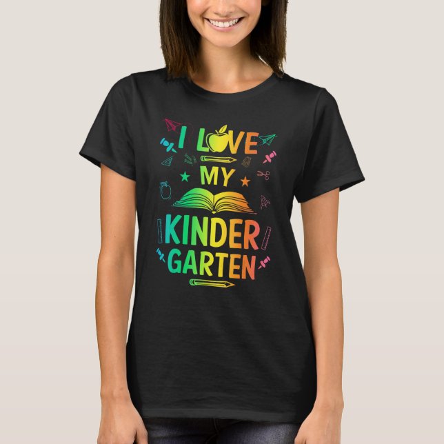 I Love My Kindergarten Back To School Teacher Stud T-Shirt (Front)