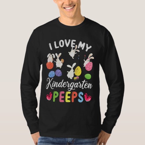 I Love My Kindergarten Bunnies Rainbow Easter Teac T_Shirt