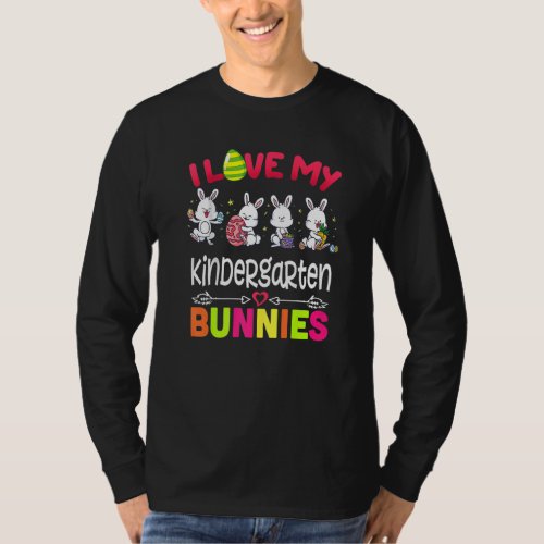 I Love My Kindergarten Bunnies Teacher Easter Day  T_Shirt