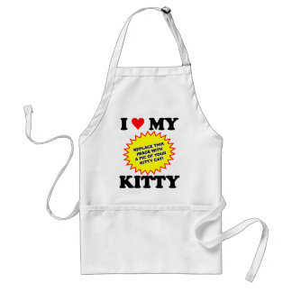 I Love My Kitty CUSTOMIZABLE Adult Apron