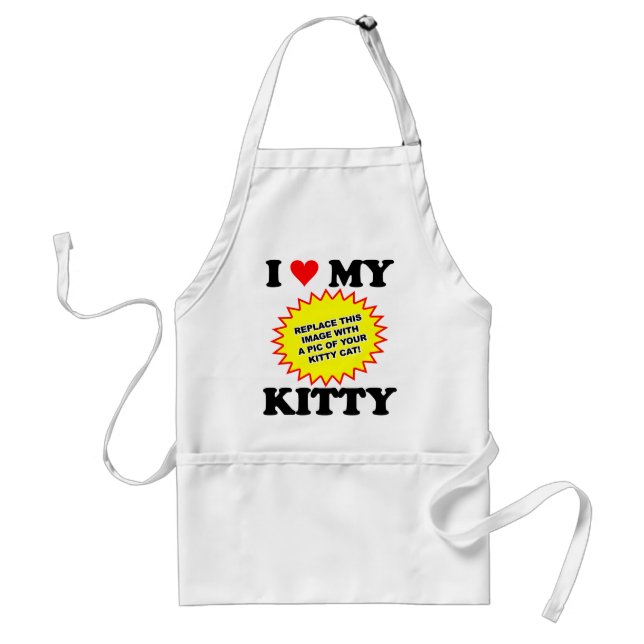 I Love My Kitty CUSTOMIZABLE Adult Apron (Front)