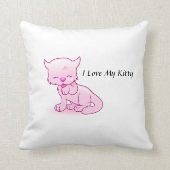 I Love My Kitty Throw Pillow by Shopia at Zazzle