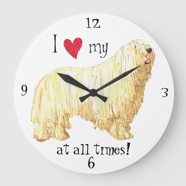 I Love my Komondor Large Clock (Front)