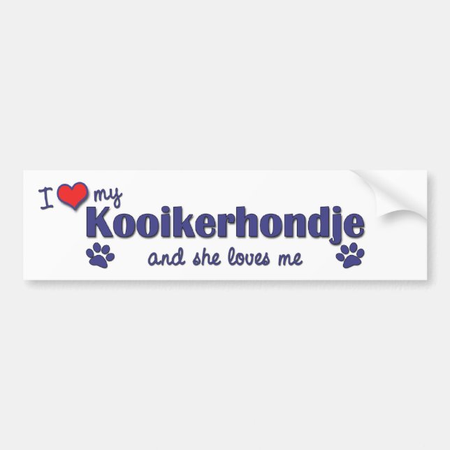 I Love My Kooikerhondje (Female Dog) Bumper Sticker (Front)