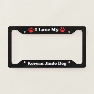 I Love My Korean Jindo Dog License Plate Frame