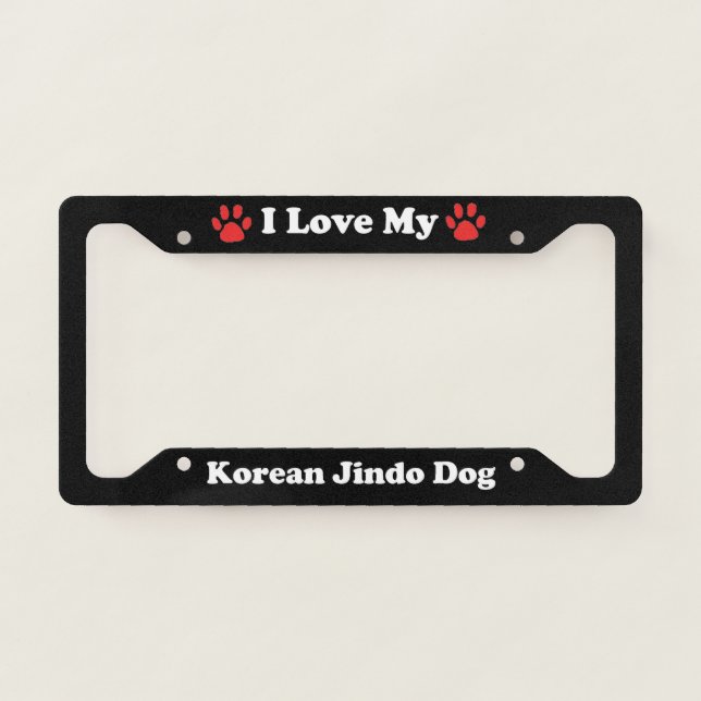I Love My Korean Jindo Dog License Plate Frame (Front)