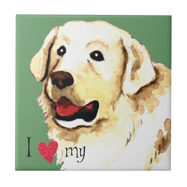 I Love my Kuvasz Ceramic Tile (Front)