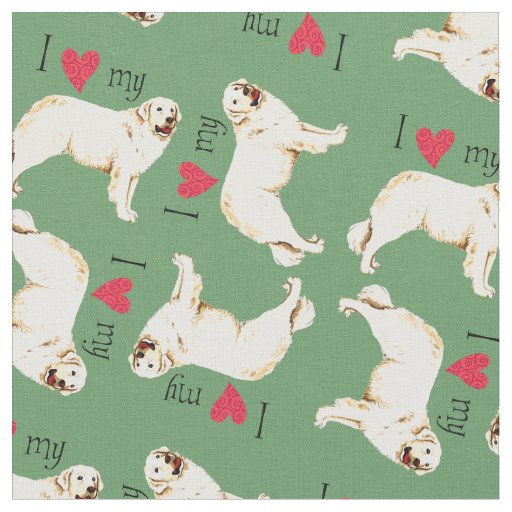 I Love my Kuvasz Fabric