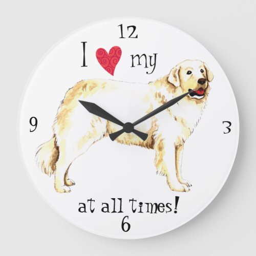 I Love my Kuvasz Large Clock