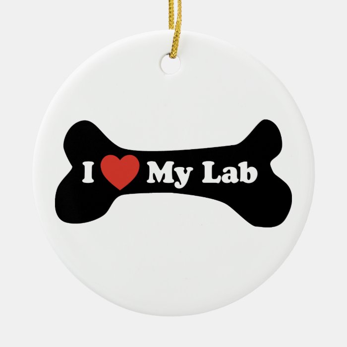I Love My Lab   Dog Bone Christmas Ornaments