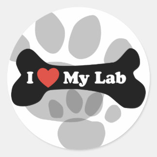 I Love My Lab - Dog Bone Classic Round Sticker