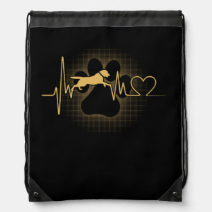 I Love My Lab Dog Heartbeat Labrador Lovers Drawstring Bag