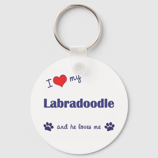 I Love My Labradoodle (Male Dog) Keychain (Front)