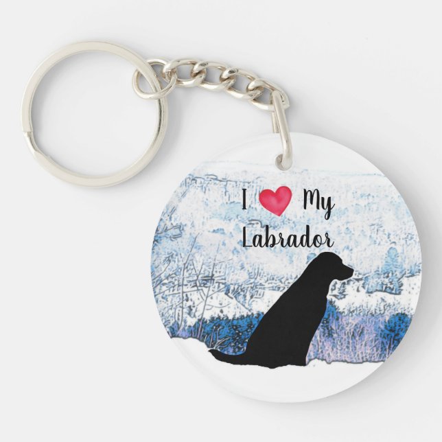I Love My Labrador - Black Dog - Black Lab Keychain (Front)