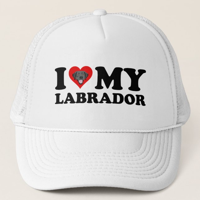 I Love My Labrador Black Lab Trucker Hat (Front)