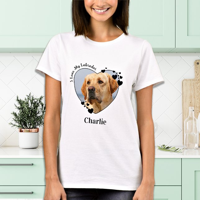 I Love My Labrador Dog Personalize Heart Pet Photo T-Shirt (Creator Uploaded)