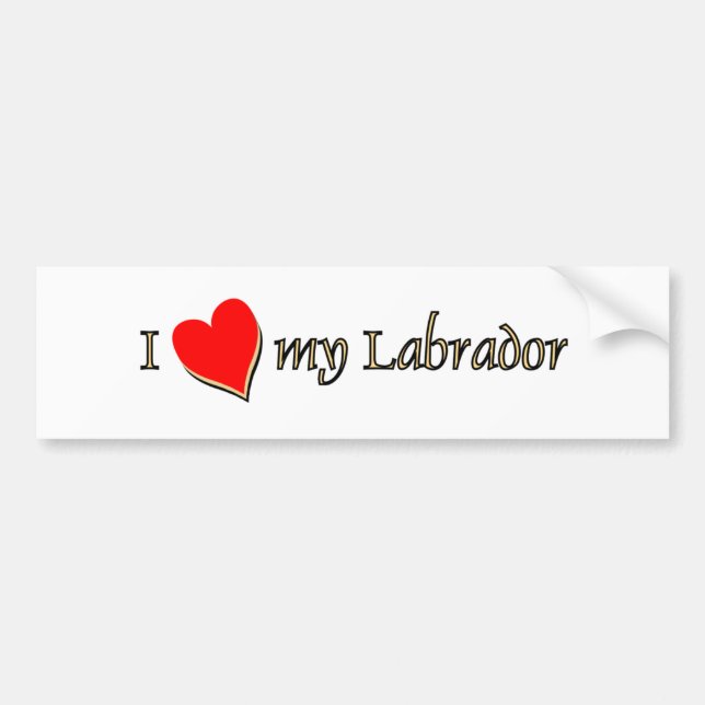 I Love My Labrador Red Heart Bumper Sticker (Front)