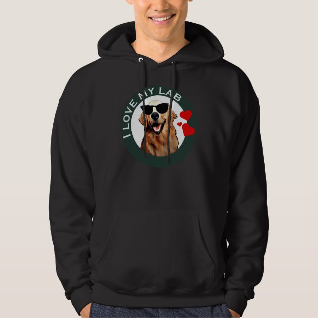 I Love My Labrador Retriever Green Active Hoodie (Front)