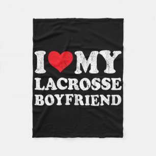 I Love My Lacrosse Boyfriend Funny Girlfriend Vale Fleece Blanket