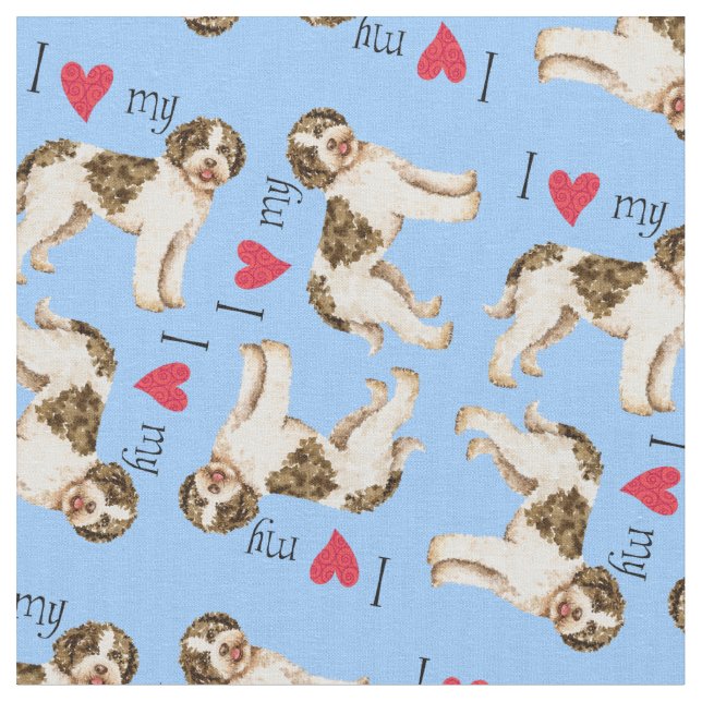 I Love my Lagotto Fabric (Close Up)